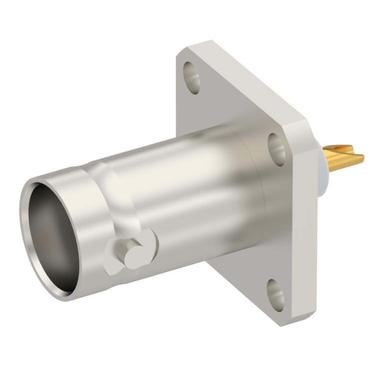 BNC / SQUARE FLANGE JACK RECEPTACLE WITH SOLDER POT CONTACT