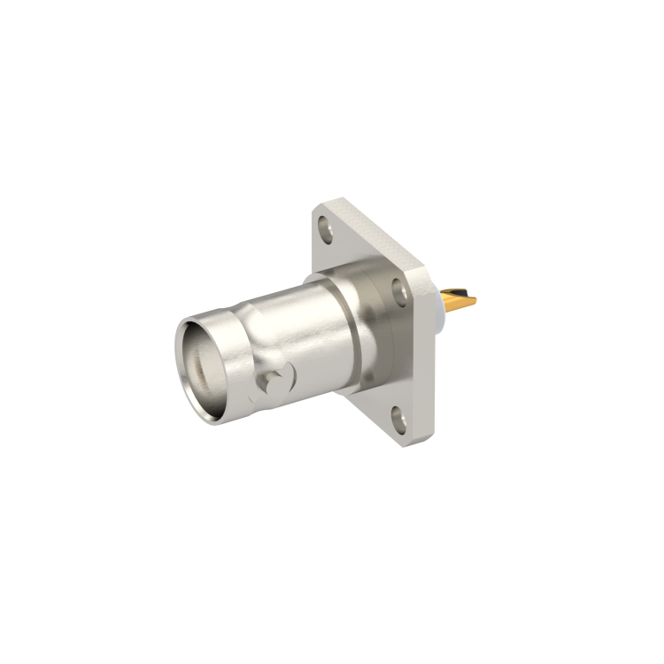 BNC / SQUARE FLANGE JACK RECEPTACLE WITH SOLDER POT CONTACT