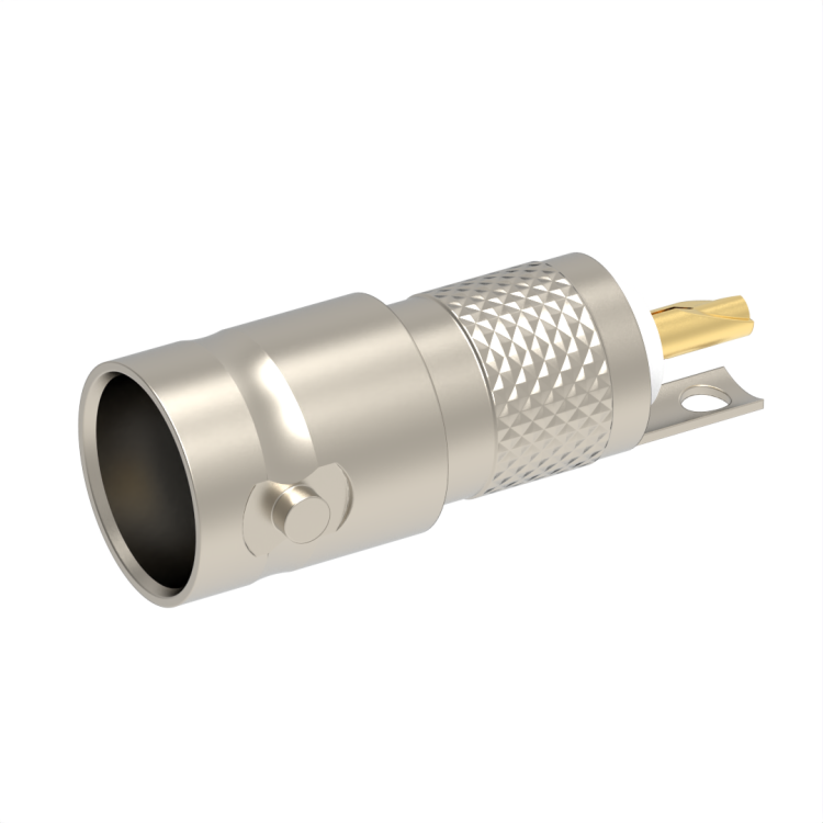 BNC / STAIGHT PRESS-FIT JACK RECEPTACLE FRONT MOUNT - WITH SOLDER POT CONTACT