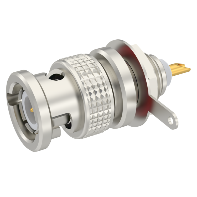 BNC / BULKHEAD PLUG RECEPTACLE PANEL SEAL FRONT MOUNT. - WITH SOLDER POT CONT+ TAG
