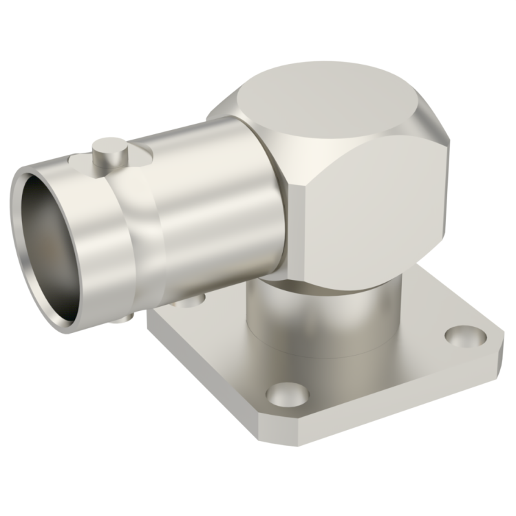 BNC / RIGHT ANGLE JACK RECEPTACLE SQUARE FLANGE WITH SOLDER POT CONTACT