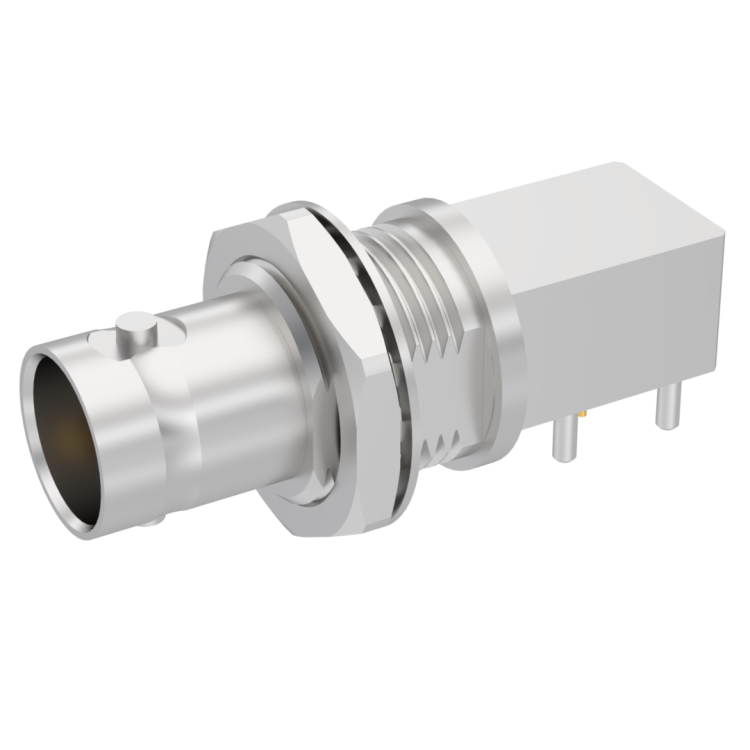 BNC 75 HDTV / RIGHT ANGLE BULKHEAD JACK RECEPTACLE SOLDER LEGS