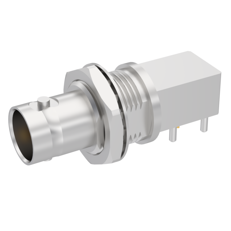 BNC / RIGHT ANGLE FOR PCB REAR MOUNT BULKEAD RECPTACLE PRESS-FIT