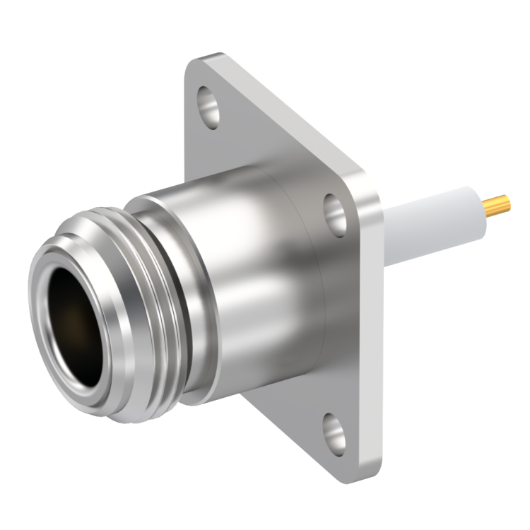 N / SQUARE FLANGE JACK RECEPTACLE WITH CYLINDRICAL CONTACT