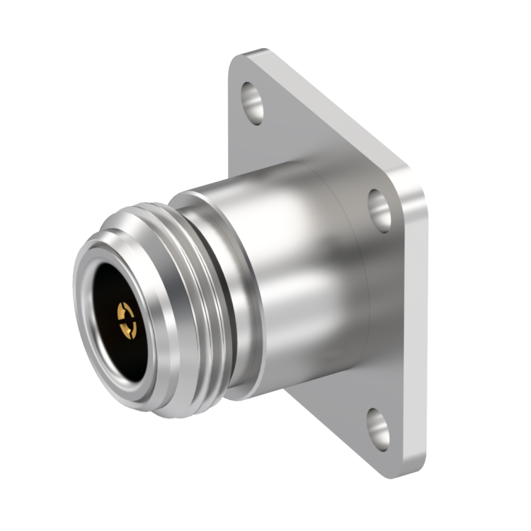 N / SQUARE FLANGE JACK RECEPTACLE WITH SOLDER POT CONTACT