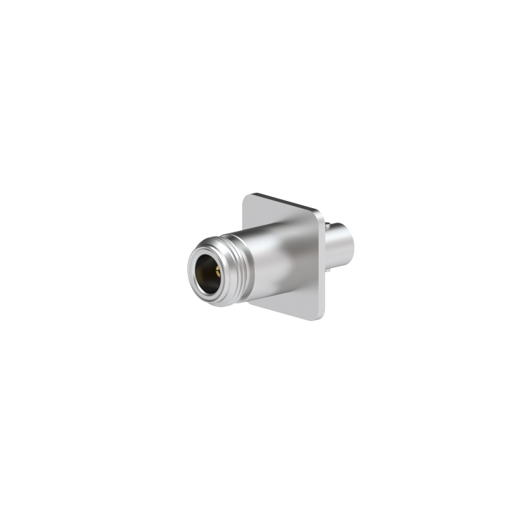 BNC FEMALE - N FEMALE SQUARE FLANGE - PANEL SEALED STRAIGHT ADAPTER
