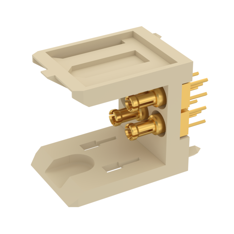 COAXIPACK 2 / STRAIGHT MALE MODULE 4 SOLDER TYPE INSERTS 3 MM FOR PCB
