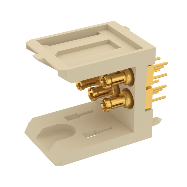 COAXIPACK 2 / STRAIGHT MALE MODULE 6 SOLDER TYPE INSERTS 3 MM FOR PCB