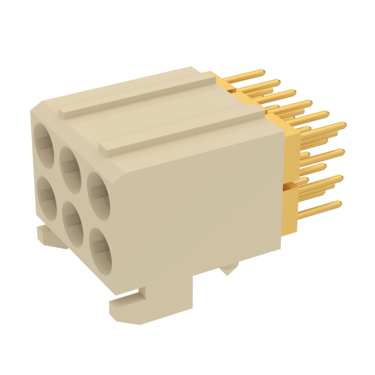 COAXIPACK 2 / STRAIGHT FEMALE MODULE 6 SOLDER TYPE INSERTS 4.5 MM FOR PCB