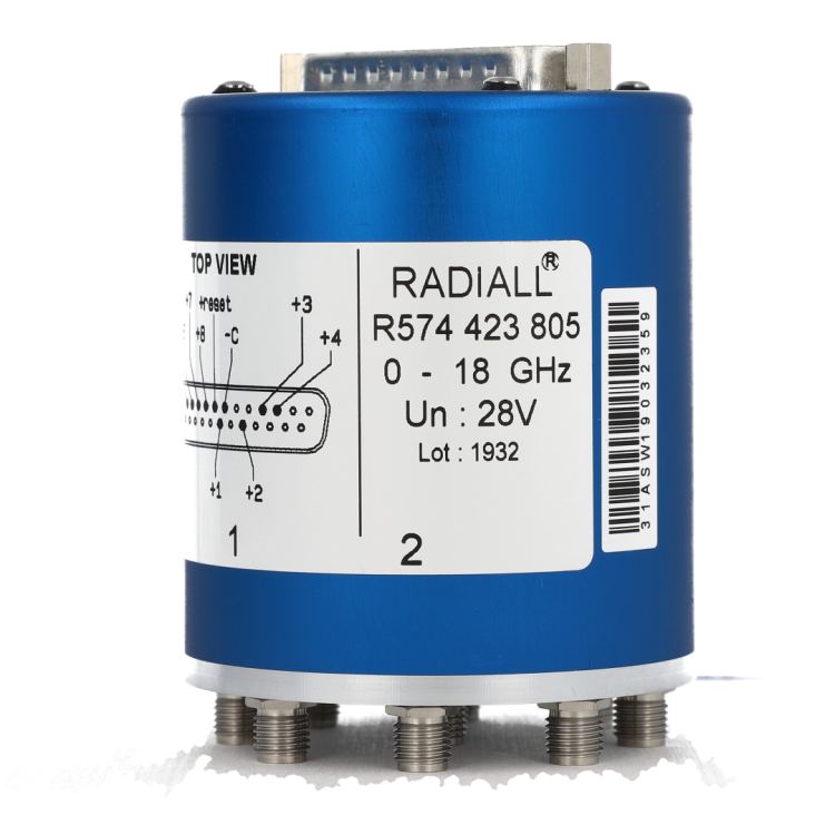 SP10T Terminated  Ramses SMA 18GHz Normally open Indicators 12Vdc Positive common Diodes D-sub connector