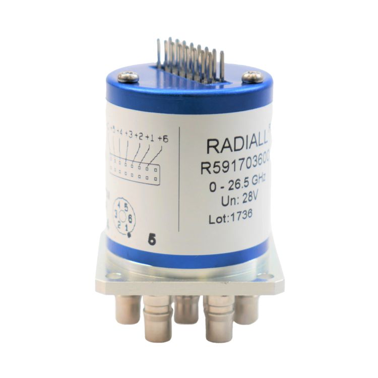 SP6T Subminiature QMA 6GHz Latching Separated Reset 28Vdc Positive common Diodes Pins terminals Double row