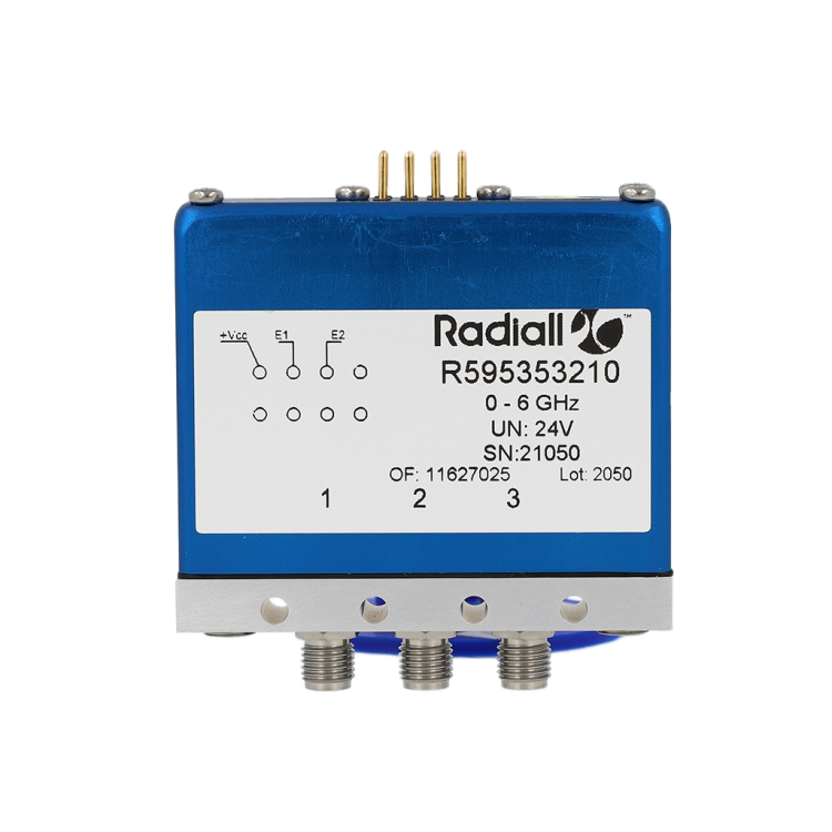 SPDT terminated Platinum SMA 6GHz Latching 15Vdc Positive common Pins terminals