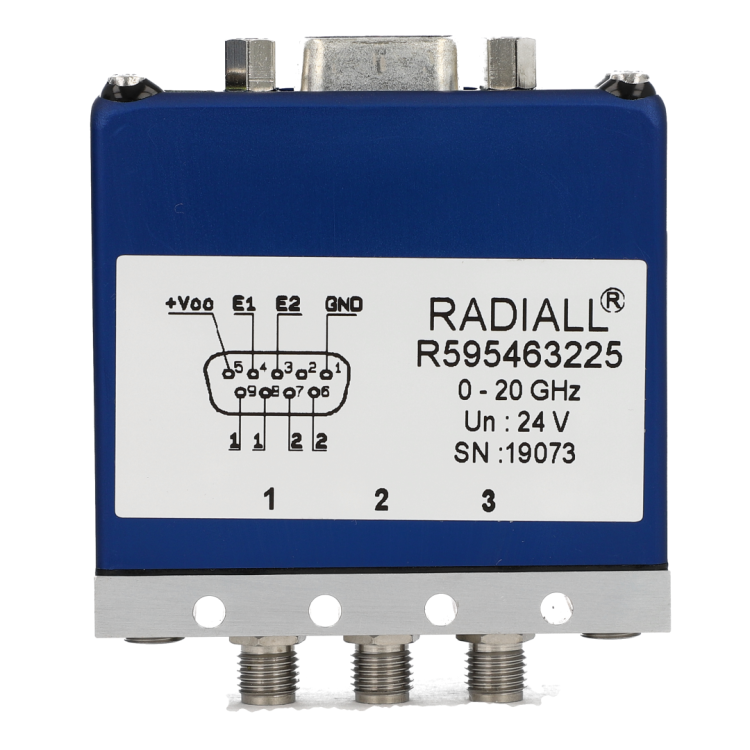 SPDT terminated Platinum SMA 6GHz Latching Self-cut-off Indicators  24Vdc Positive common D-sub connector