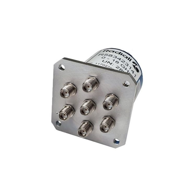 Cryogenic SP6T Subminiature SMA 18GHz Latching 12Vdc Pins Terminals Bipolar Actuator Command