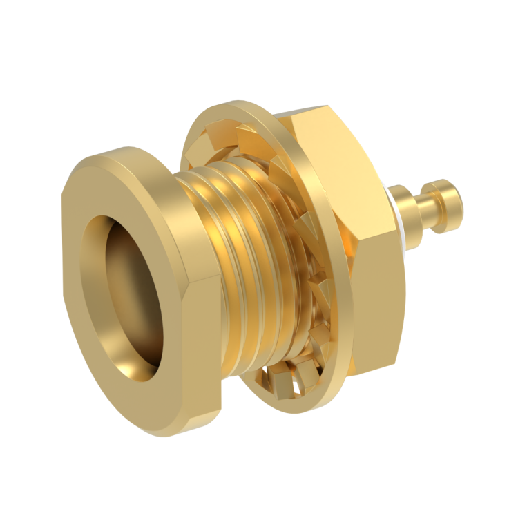 MCX / BULKHEAD JACK RECEPTACLE FRONT MOUNT - WITH CYLINDRICAL CONTACT