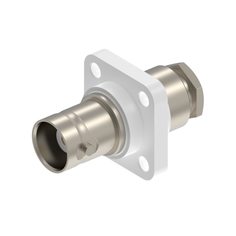 BNC / STRAIGHT INSULATED SQUARE FLANGE JACK CLAMP TYPE - CABLE 5/50 S