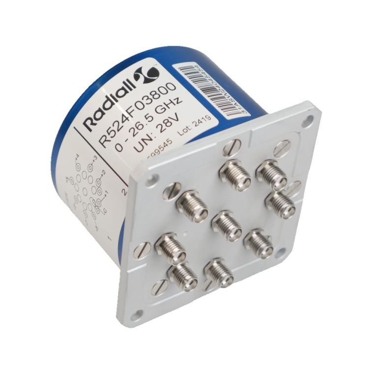 SP8T Terminated Ramses SMA 18GHz Square Flange Normally open 12Vdc Pins Terminals