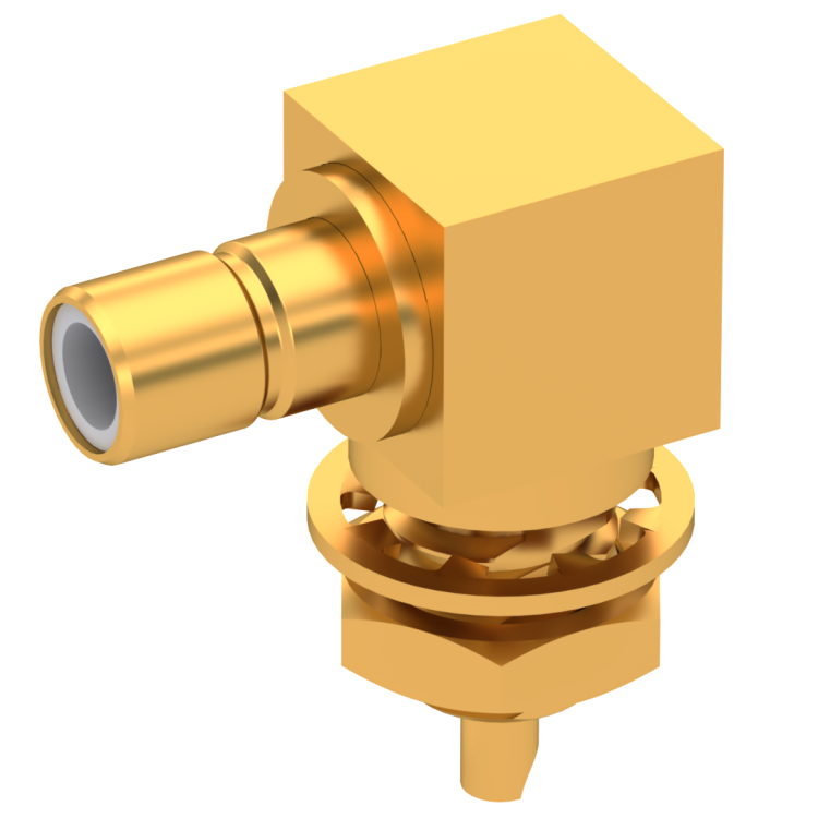 SMB / RIGHT ANGLE JACK RECEPTACLE MALE GOLD FRONT MOUNT