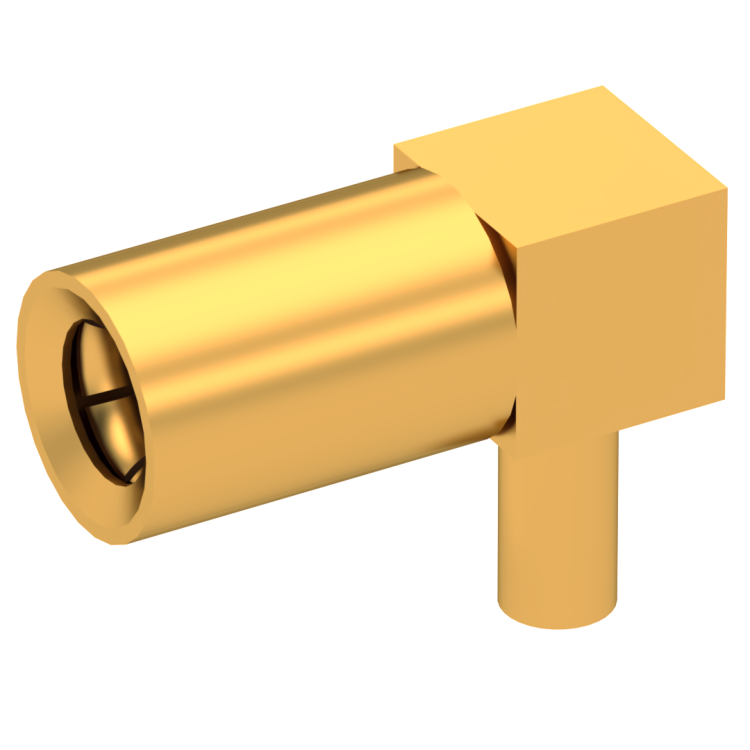 SSMB / RIGHT ANGLE PLUG FEMALE SOLDER TYPE FOR .056" SR GOLD