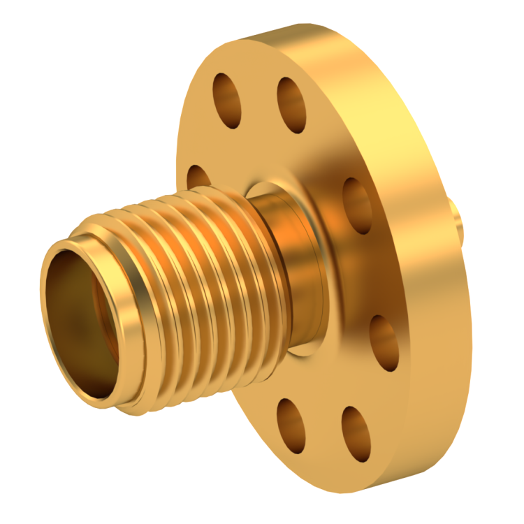 SMA / STRAIGHT JACK RECEPTACLE FEMALE GOLD NON-CAPTIVE CONTACT|STANDARD FLANGE