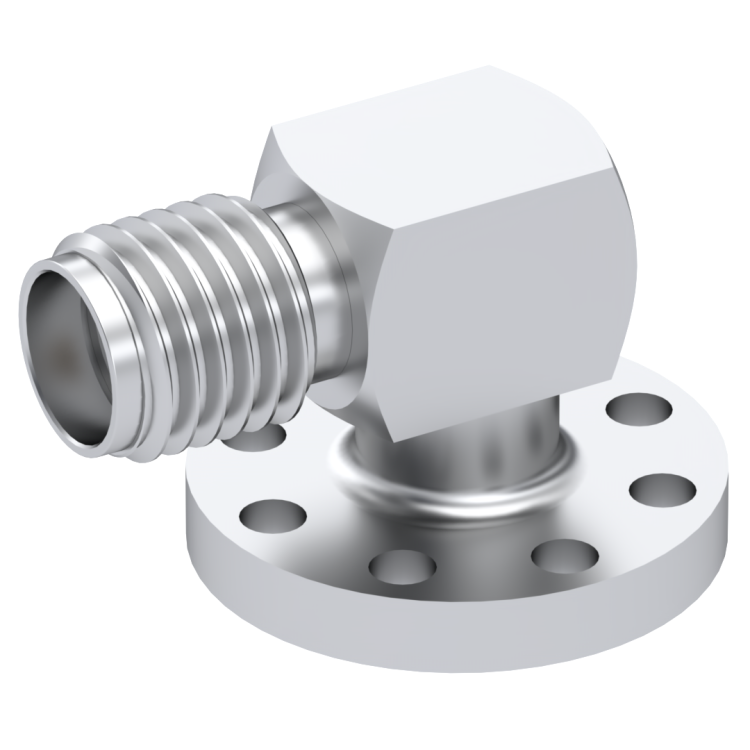 SMA / RIGHT ANGLE JACK RECEPTACLE FEMALE PASSIVATED NON-CAPTIVE REAR CONTACT|STANDARD FLANGE