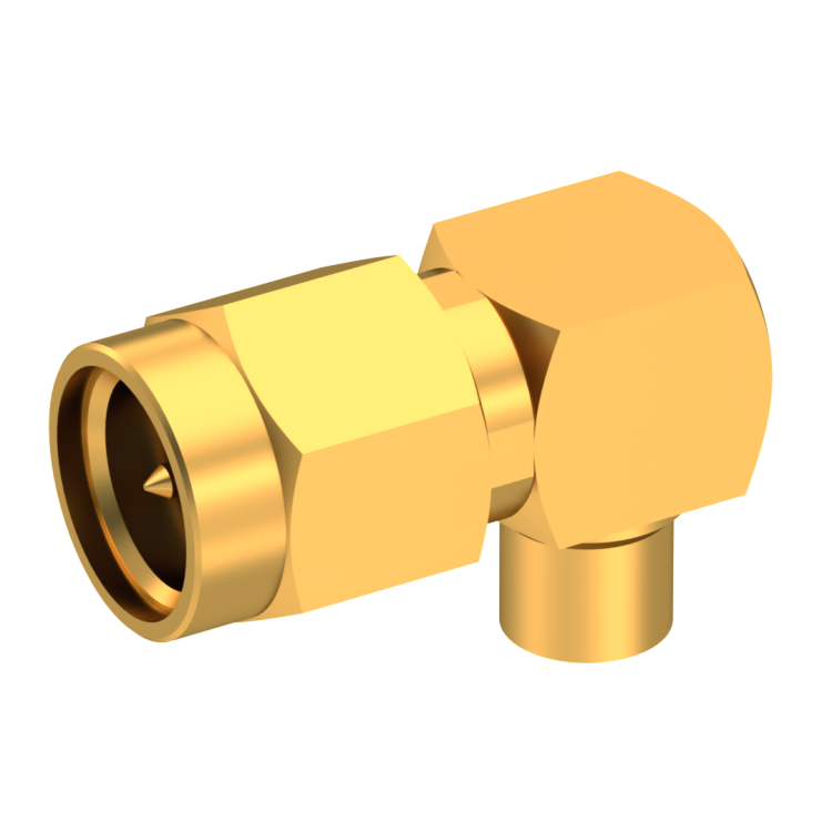 SMA / RIGHT ANGLE PLUG MALE SOLDER TYPE FOR .141''/50 SR GOLD