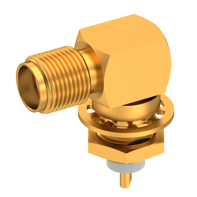 SMA / RIGHT ANGLE JACK RECEPTACLE FEMALE GOLD FRONT MOUNT