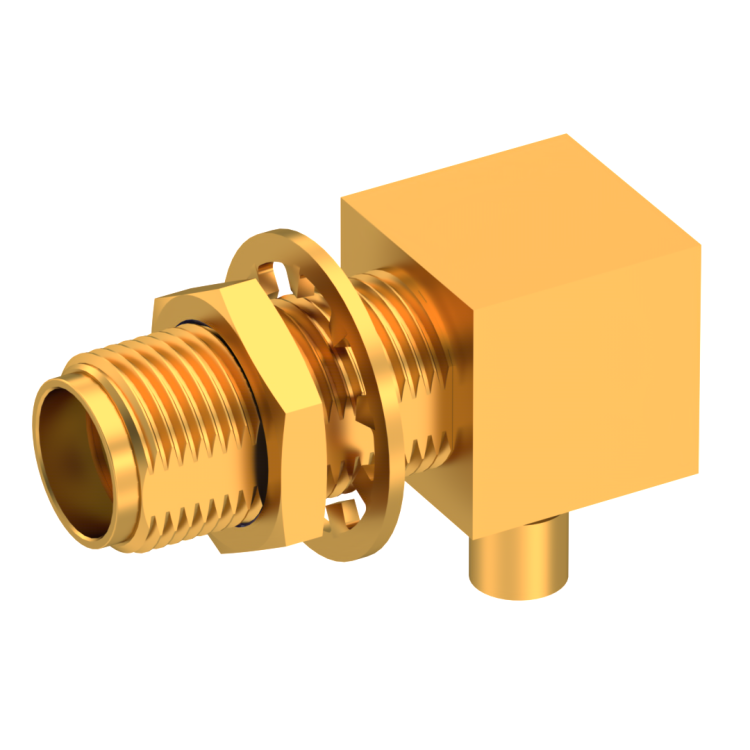 SMA / RIGHT ANGLE JACK FEMALE SOLDER TYPE FOR .085''/50 SR GOLD