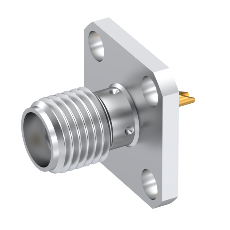 SMA / SQUARE FLANGE JACK RECEPTACLE WITH SOLDER POT CONTACT