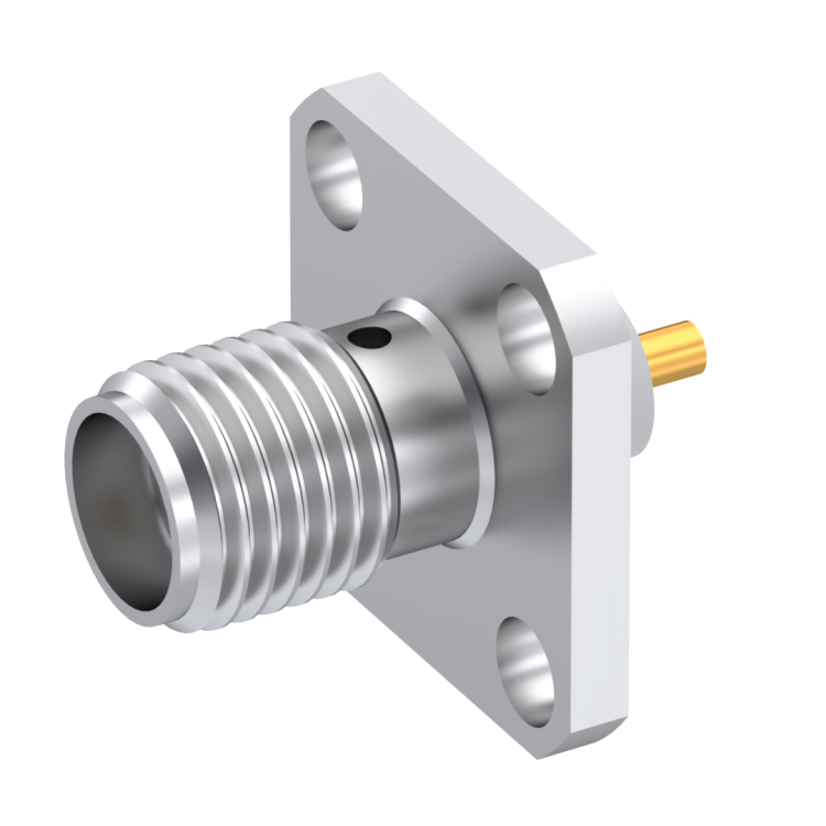 SMA / ADJUSTABLE SQUARE FLANGE JACK RECEPTACLE WITH CYLINDRICAL CONTACT