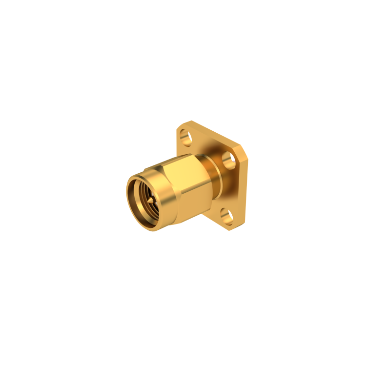 SMA / SQUARE FLANGE PLUG RECEPTACLE WITH SOLDER POT CONTACT