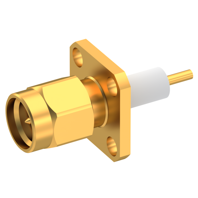 SMA / ADJUSTABLE SQUARE FLANGE PLUG RECEPTACLE WITH CYLINDRICAL CONTACT