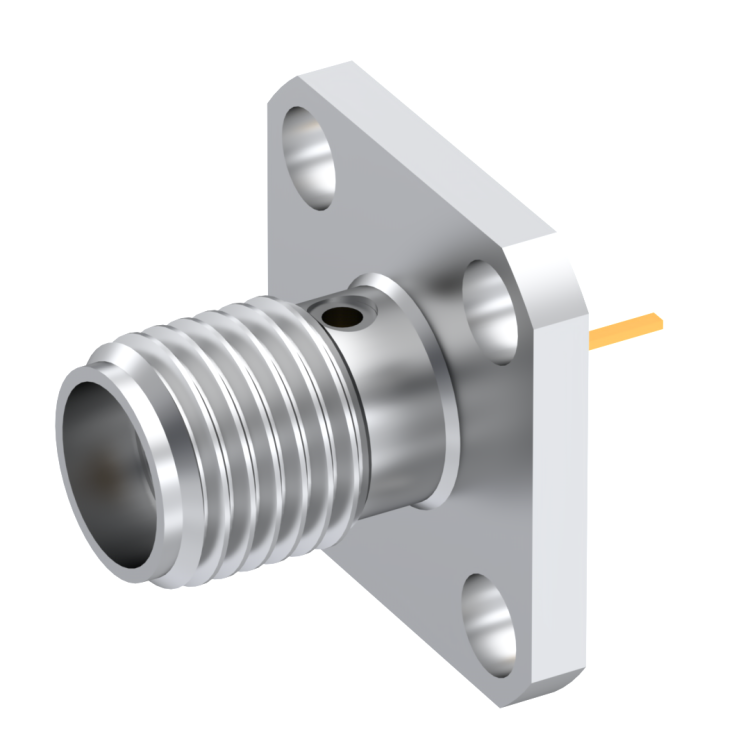 SMA / SQUARE FLANGE JACK RECEPTACLE WITH CYLINDRICAL CONTACT
