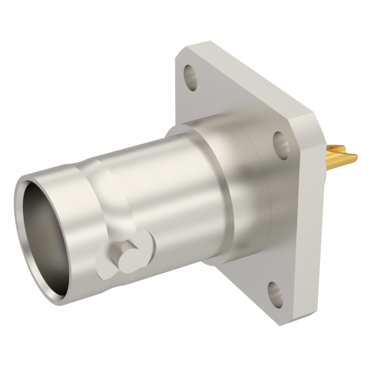 BNC / SQUARE FLANGE JACK RECEPTACLE WITH SOLDER POT CONTACT
