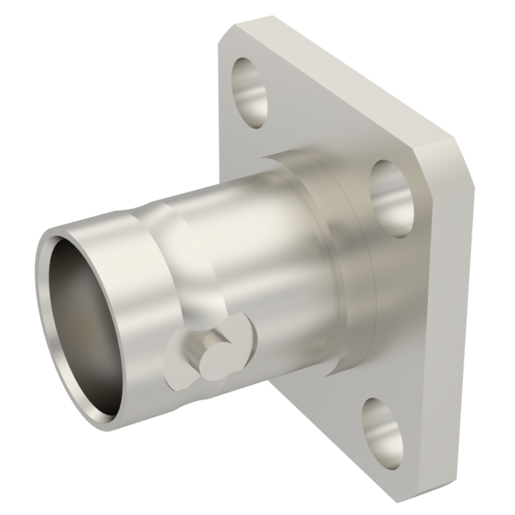 BNC / 19MM SQUARE FLANGE JACK RECEPTACLE WITH SLOTTED CONTACT