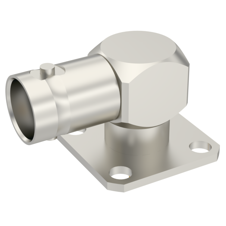 BNC / RIGHT ANGLE JACK RECEPTACLE SQUARE FLANGE WITH SOLDER POT CONTACT