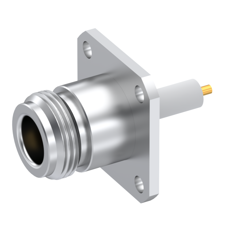 N 18 / SQUARE FLANGE JACK RECEPTACLE WITH CYLINDRICAL CONTACT
