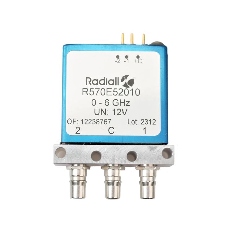 SPDT Ramses QMA 6GHz Latching Self-cut-off 12Vdc Positive common Diodes Pins Terminals