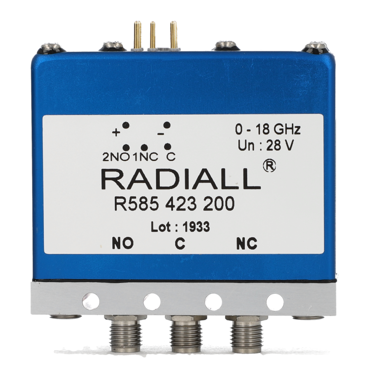 SPDT Terminated Ramses SMA 18GHz Latching Self-cut-off 28Vdc TTL Diodes Internal loads Pins terminals