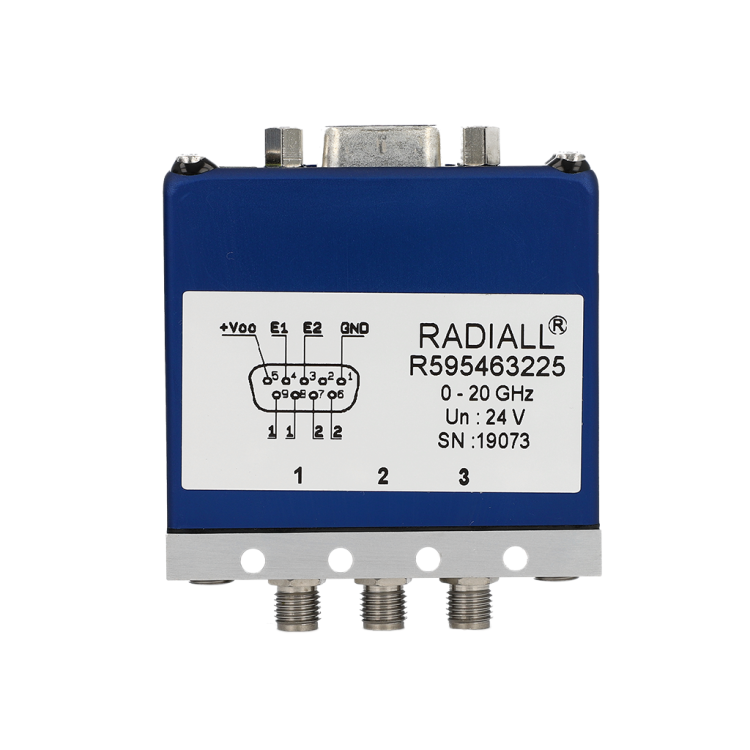 SPDT terminated Platinum SMA2.9 40GHz Latching Self-cut-off Indicators  24Vdc Positive common D-sub connector